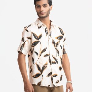 White Cotton Short-Sleeve Casual Shirt