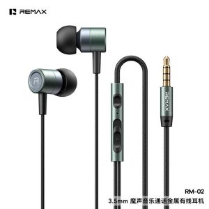 Remax RM-02 Wired 3.5mm Earphone 3D Surround Sound Immersive Audio Black
